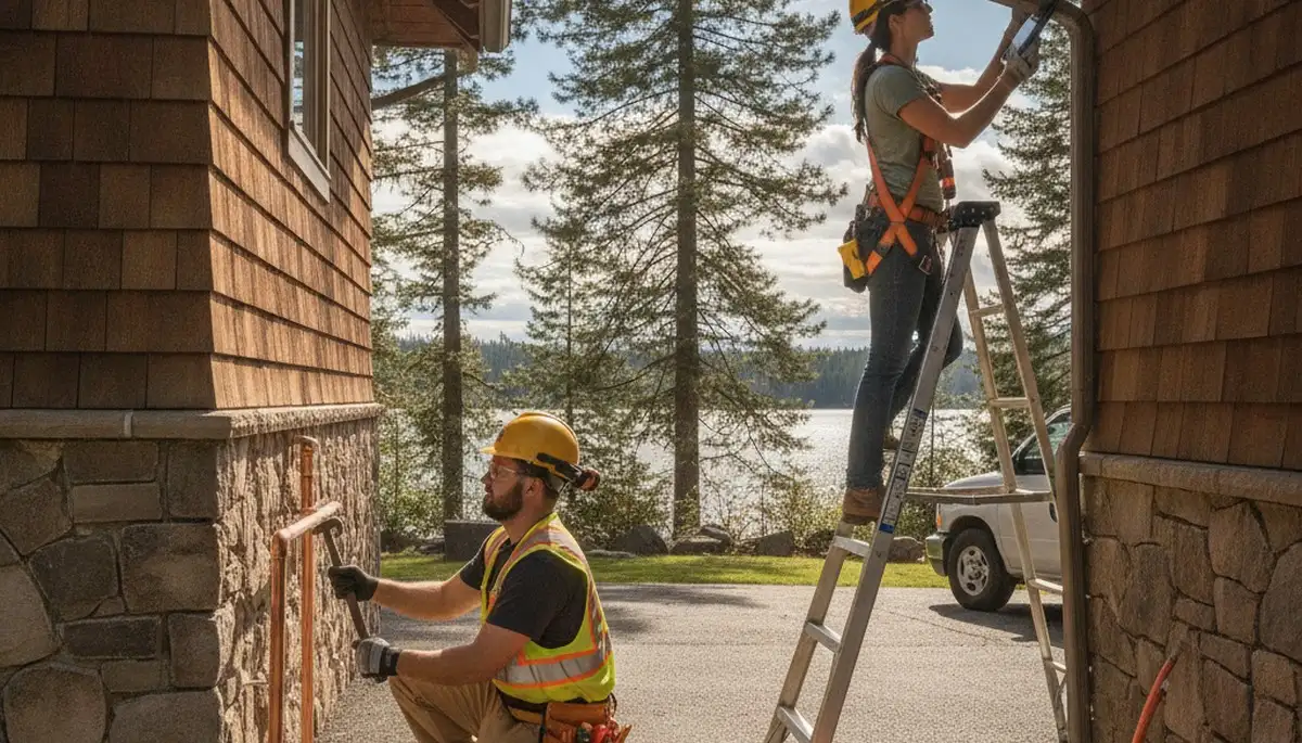 Spokane, WA plumber repairing a pipe for local plumbing service