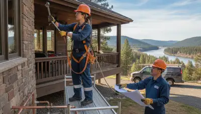 Spokane, WA plumber repairing plumbing system for residential service call