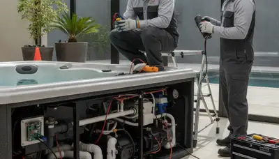 Spokane, WA plumber repairing a spa for reliable home service in cold-weather conditions
