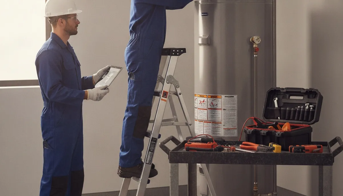Spokane, WA plumber repairing a water heater for a local home service call