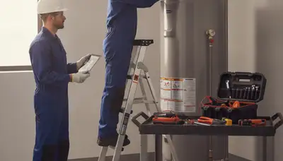 Spokane, WA plumber repairing a water heater for a local home service call