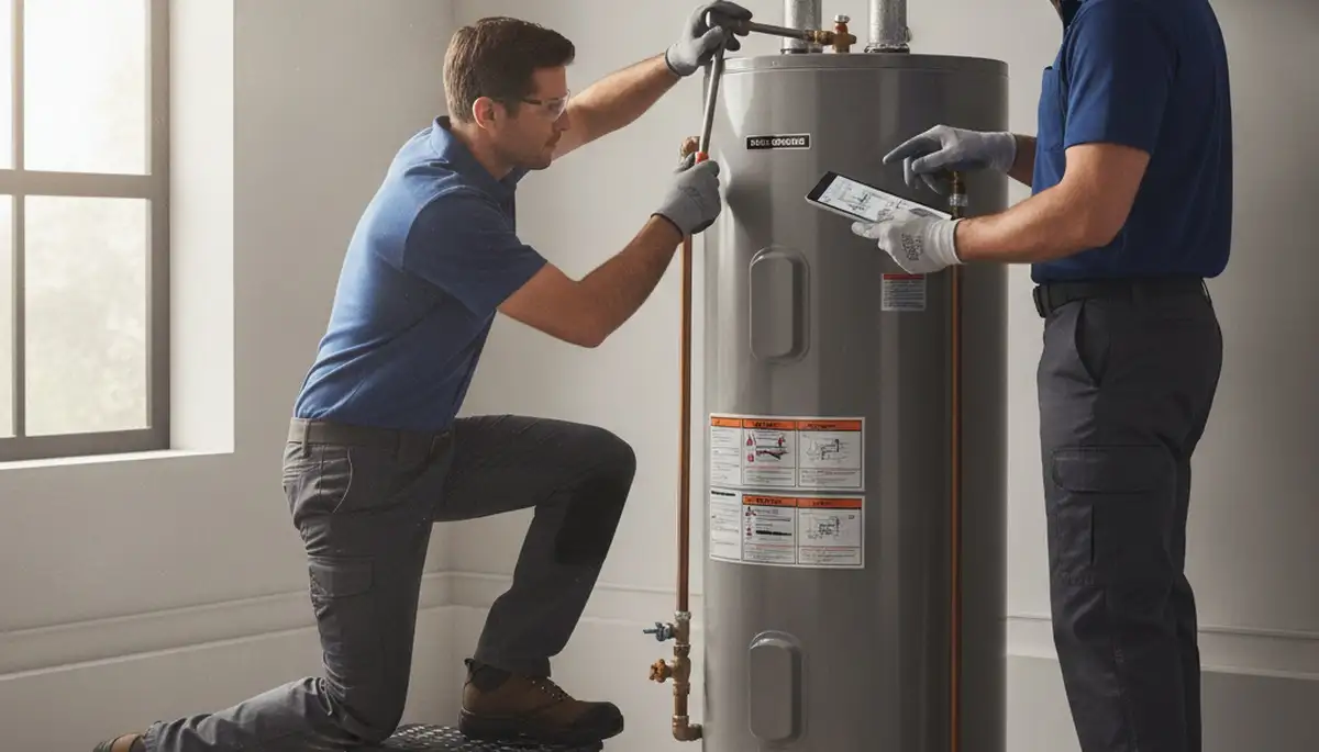 Spokane, WA plumber repairing a water heater for reliable home hot water service